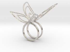 Butterfly double ring -Anello Farfalla in Rhodium Plated Brass: 6 / 51.5