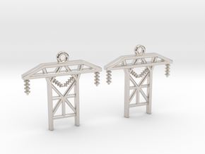 Power Tower Earrings in Rhodium Plated Brass