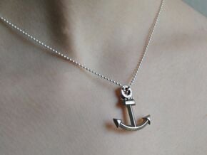 Anchor Pendant in Polished Bronzed Silver Steel