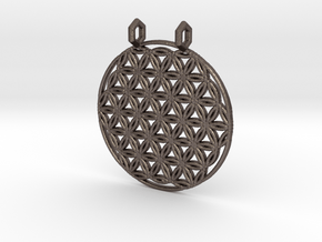 Flower Of Life Pendant (2 Loops) in Polished Bronzed Silver Steel