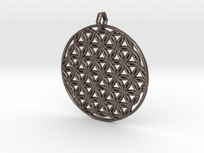 Flower Of Life Pendant (1 Loop) in Polished Bronzed Silver Steel