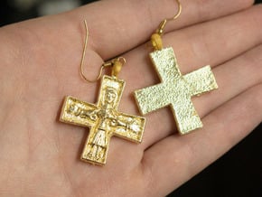 Virgin Mary Cross pair in Yellow Processed Versatile Plastic