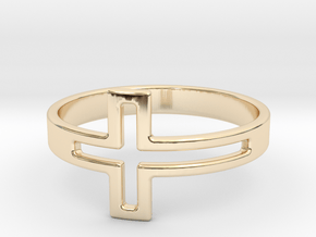 Cross Design Ring in 14k Gold Plated Brass: 7 / 54