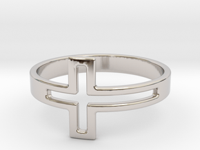 Cross Design Ring in Rhodium Plated Brass: 7 / 54