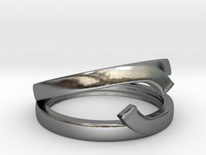 Double Ring "Comma" in Polished Silver: 12 / 66.5