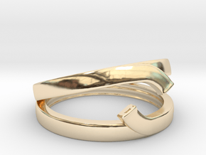 Double Ring "Comma" in 14k Gold Plated Brass: 12 / 66.5