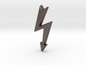 Tailed Electrical Hazard Lightning Bolt  in Polished Bronzed Silver Steel