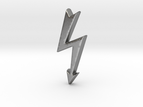 Tailed Electrical Hazard Lightning Bolt  in Natural Silver