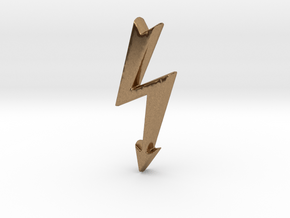 Tailed Electrical Hazard Lightning Bolt  in Natural Brass