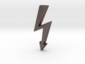 Electrical Hazard Lightning Bolt b in Polished Bronzed Silver Steel