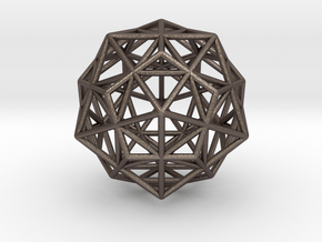 Stellated IcosiDodecahedron in Polished Bronzed Silver Steel