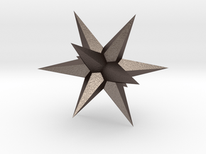 Star - Stellated Dodecahedron in Polished Bronzed Silver Steel: Small
