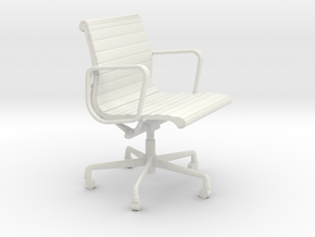 Miniature Eames Aluminium Group Management Chair in White Natural Versatile Plastic: 1:12