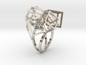 Zicube Ring in Rhodium Plated Brass: 9 / 59