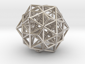 Super Stellated IcosiDodecahedron 1.4" in Rhodium Plated Brass