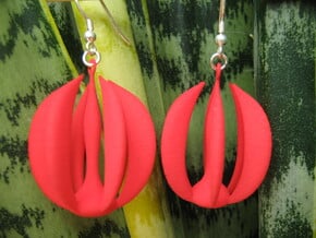 Six Crescents Earrings 1 in Red Processed Versatile Plastic