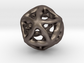 Math Art - Alien Ball Pendant in Polished Bronzed Silver Steel