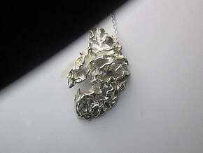 Brain Half, Right-side Pendant in Polished Silver