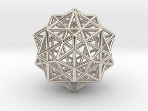 Icosahedron with Star Faced Dodecahedron in Rhodium Plated Brass
