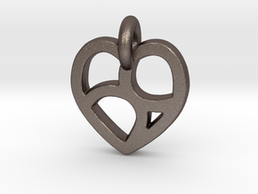 Lover's 69 Heart in Polished Bronzed Silver Steel