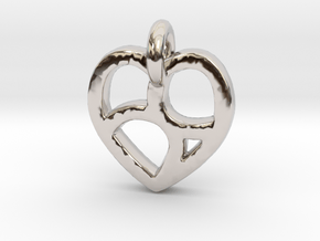 Lover's 69 Heart in Rhodium Plated Brass