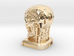 Small Desktop Decoration - T800 Skull in 14k Gold Plated Brass