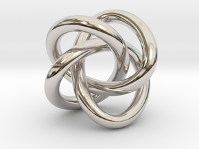 Math Art - (4,3) Torus Knot  Pendant in Rhodium Plated Brass