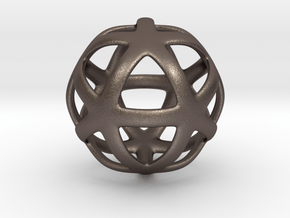 Math Art - Star Ball Pendant in Polished Bronzed Silver Steel