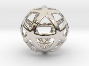 Math Art - Star Ball Pendant in Rhodium Plated Brass