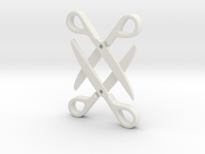 Sapphic: Scissor pendant in White Natural Versatile Plastic