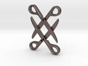 Sapphic: Scissor pendant in Polished Bronzed Silver Steel