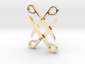 Sapphic: Scissor pendant in 14k Gold Plated Brass