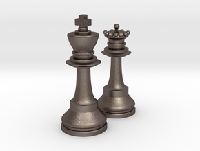 King and Queen in Polished Bronzed Silver Steel