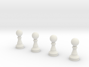 4 Pawns Only in White Natural Versatile Plastic