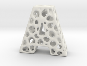 Voronoi Letter ( alphabet ) A in White Natural Versatile Plastic