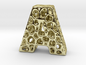 Voronoi Letter ( alphabet ) A in 18k Gold Plated Brass