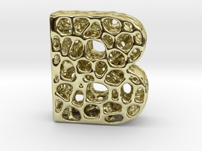 Voronoi Letter ( alphabet ) B in 18k Gold Plated Brass