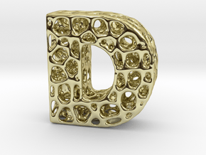 Voronoi Letter ( alphabet ) D in 18k Gold Plated Brass