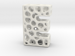 Voronoi Letter ( alphabet ) E in White Natural Versatile Plastic