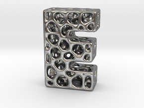Voronoi Letter ( alphabet ) E in Natural Silver