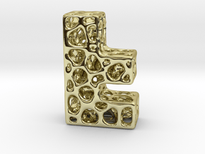 Voronoi Letter ( alphabet ) F in 18k Gold Plated Brass