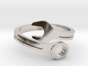 Drive Girl. Spanner ring. Speed and drive. in Rhodium Plated Brass: 5.5 / 50.25