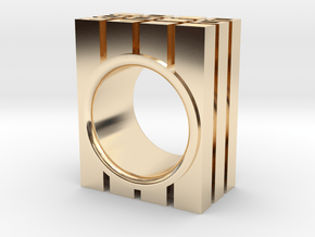 QUAD RING - SIZE 7 in 14k Gold Plated Brass