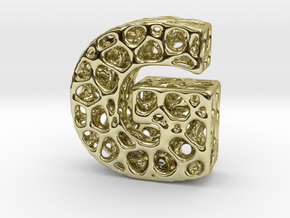 Voronoi Letter ( alphabet ) G in 18k Gold Plated Brass