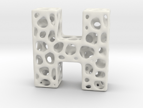 Voronoi Letter ( alphabet ) H in White Natural Versatile Plastic