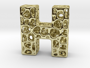 Voronoi Letter ( alphabet ) H in 18k Gold Plated Brass