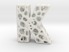 Voronoi Letter ( alphabet ) K in White Natural Versatile Plastic