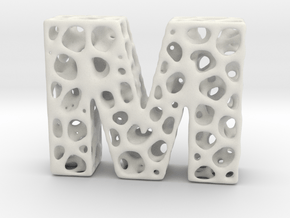 Voronoi Letter ( alphabet ) M in White Natural Versatile Plastic