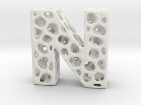 Voronoi Letter ( alphabet ) N in White Natural Versatile Plastic