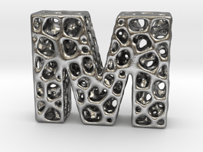 Voronoi Letter ( alphabet ) M in Natural Silver